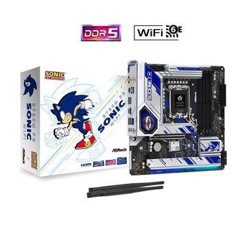 Дънна платка ASRock B760M PG Sonic WiFi, B760, LGA1700, DDR5, PCI-E 5 (DisplayPort&HDMI), 4x SATA 6Gb/s, 3x M.2, 1x USB 3.2 Gen2 Type-C, Micro ATX | JAR Computers ASRock B760M PG Sonic WiFi 90-MXBKM0-A0UAYZ