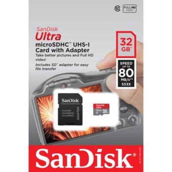 SanDisk 32GB microSDHC Card with Adapter