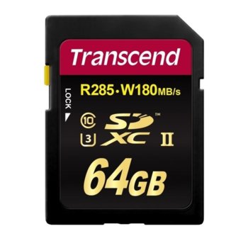 Карта памет 64GB SDXC, Transcend 700S, Class 10 UHS-II, скорост на четене 285 MB/s, скорост на запис 180 MB/s image