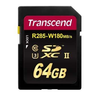 Карта памет 64GB SDXC, Transcend 700S, Class 10 UHS-II, скорост на четене 285 MB/s, скорост на запис 180 MB/s | JAR Computers Transcend 64GB SDXC 700S Class3 UHS-II Card
