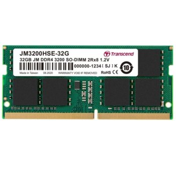 Памет 32GB DDR4 3200Mhz, SO-DIMM, Transcend JM3200HSE-32G, 1.2V | JAR Computers Transcend 32GB JM DDR4 3200Mhz SO-DIMM CL22