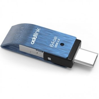 Памет 64GB USB Flash Drive, Addlink T80 3в1, USB A(м)/USB C(м)/MicroUSB B (м), синя | JAR Computers ПАМЕТ USB FLASH 3в1 OTG 64GB ADDLINK T80