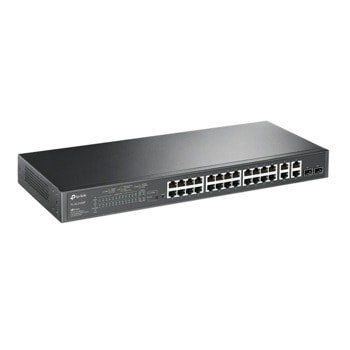 Суич TP-Link JetStream TL-SL2428PEU, 1000 Mbps, 24+4 порта, 24x 10/100 Mbps, 4x 10/100/1000 Mbps, 24x PoE, 2x SFP | JAR Computers TP-Link TL-SL2428PEU