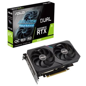Видео карта NVIDIA GF RTX 3060, 8GB, ASUS Dual OC, PCI-E 4.0, GDDR6, 128-bit, DisplayPort, HDMI | JAR Computers Asus Dual GeForce RTX 3060 OC Edition 8GB GDDR6