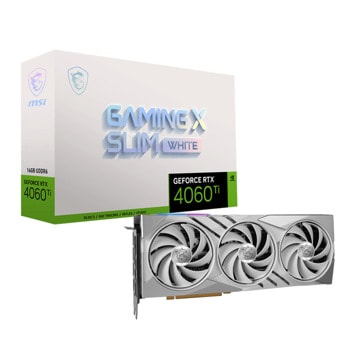 Видео карта Nvidia GF RTX 4060 Ti, 16GB, MSI Gaming X Slim White, PCI-E 4.0, GDDR6, 128-bit, DisplayPort, HDMI | JAR Computers MSI GeForce RTX 4060 Ti GAMING X SLIM WHITE 16G
