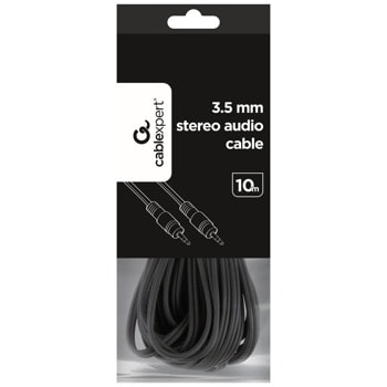Кабел Gembird CCA-404-10M, от 3.5mm Jack(м) към 3.5mm Jack(м), 10m, черен | JAR Computers Кабел Gembird от 3.5 mm към 3.5 аудио жак 10m