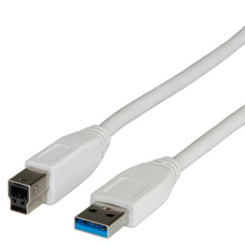 Кабел Roline S3002-50, USB 3.0 A(м) към USB 3.0 B(м), 1.8m, бял | JAR Computers Roline USB 3.0 A(м) към USB 3.0 B(м) 1.8m S3002-50