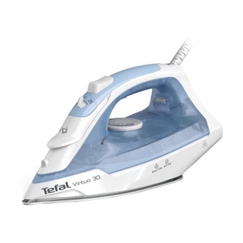 Парна ютия Tefal Virtuo 30, 27 г/мин непрекъсната пара, 120 г/мин парен удар, 240 мл. резервоар, керамична плоча, анти-капкова система, 2000W, синя | JAR Computers Tefal Virtuo 30 Blue FV2C41E0