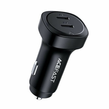 Зарядно за кола Acefast B2 Dual Car Charger 72W, от автомобилна запалка към 2x USB-C(ж), 20V/1.8A, 72W, черно | JAR Computers Acefast B2 Dual Car Charger 72W