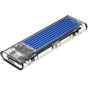 Кутия M.2 Orico TCM2-C3-BL за M.2 NVMe SSD, USB 3.1 / Type-C, син/прозрачен | JAR Computers Orico външна кутия за SSD TCM2-C3-BL