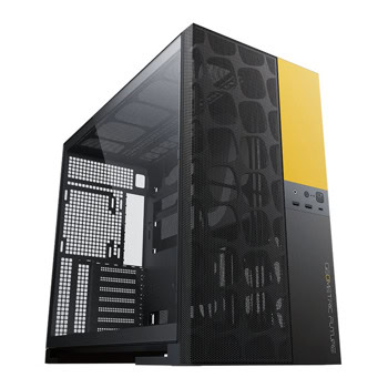 Кутия Geometric Future Model 5 Vent, EATX/ATX/microATX/Mini-ITX, 1x USB 3.2 Gen 2 Type-C, 2x USB 3.0, с прозорец, черна/жълта, без захранване | JAR Computers Geometric Future Model 5 Vent 1AM5VTBY00100