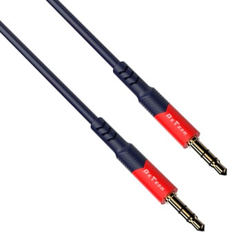 Kабел DeTech DE-12AUX, от Jack(м), 3.5mm TRS към Jack(м), 3.5mm TRS, 1m, черен | JAR Computers аудио кабел detech de 12aux jack 3.5 40278