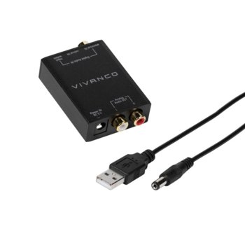 Аудио конвертор Vivanco 46143, от Toslink(ж) към 2x RCA(L/R)(ж), USB захранване | JAR Computers Vivanco Аудио конвертор 46143