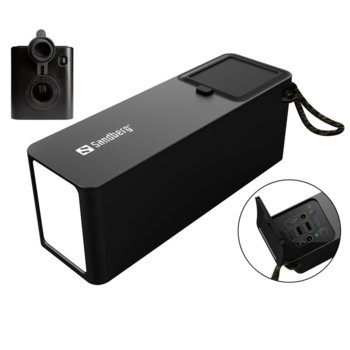 Външна батерия/power bank/ Sandberg Survivor CamperPowerbank, 42000mAh, USB C(ж) изход, 2x USB A(ж) изход, IP64 прахо, ударо и водоустойчив корпус, лампа, черна | JAR Computers Sandberg Survivor CamperPowerbank 42000