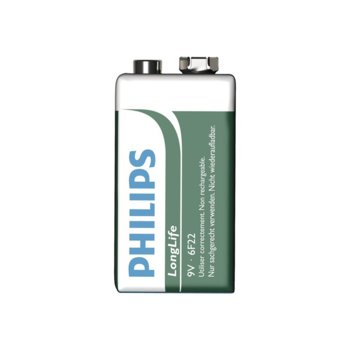Батерия цинкова Philips Longlife 6F22, 9V, 1 бр.