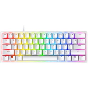 Клавиатура Razer Huntsman Mini - Mercury (RZ03-03390400-R3M1), геймърска, механична, linear optical суичове, RGB подсветка, US layout, бяла, USB | JAR Computers Razer Huntsman Mini Mercury RZ03-03390400-R3M1