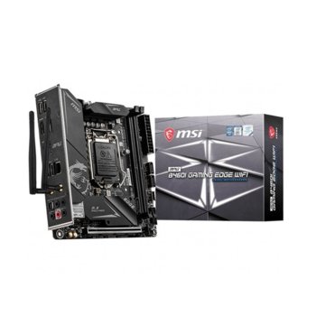 Дънна платка MSI MPG B460I GAMING EDGE WIFI, B460, LGA1200, DDR4, PCI-E, (DP&HDMI), 4x SATA 6Gb/s, 2x M.2, USB 3.2 (Gen 1, Type-C), USB 3.2 (Gen 1, Type-A), Bluetooth, WiFi, Mini ITX | JAR Computers MSI MPG B460I GAMING EDGE WIFI
