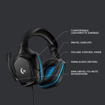 Гейминг слушалки Logitech G432 - 7.1 Surround Нару