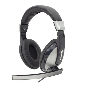 Слушалки SBOX HS-302, микрофон, AUX, черни | JAR Computers SBOX HS-302