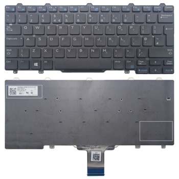 Клавиатура за лаптоп Dell, съвместима със серия Latitude E7250, черна, без рамка, голям enter, UK | JAR Computers KBD for Dell Latitude E7250