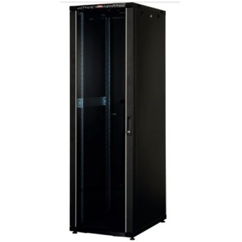 Комуникационен шкаф Lande LN-CK42U6010-BL, 19", 42U, 600 x 1000 мм, стъклена врата, LCD термометър, черен | JAR Computers Lande LN-CK42U6010-BL