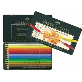 Цветни моливи Faber-Castell, дебелина на линията 3.8 mm, различни цветове, 12 бр. | JAR Computers Faber-Castell Polychromos 12 цвята