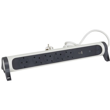 Разклонител Legrand 694510, 5 гнезда, 1x USB-A(ж)/1x USB-C(ж), защита от пренапрежение, 1.5m кабел, бял | JAR Computers Legrand 694510