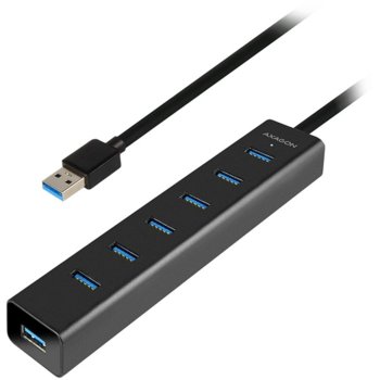 USB Хъб Axagon HUE-SA7BP, 7 порта, от USB Type-A към 7x USB 3.0 Type-A, 5000 Mbit/s, черен image