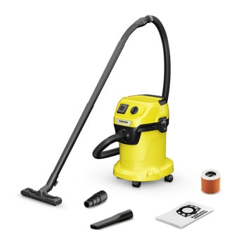 Прахосмукачка Karcher WD 3 P V-17/4/20, с торба, 1000W, за сухо и мокро почистване, 4 м. кабел, 17 л. капацитет на контейнера, жълта | JAR Computers Karcher WD 3 P V-17/4/20