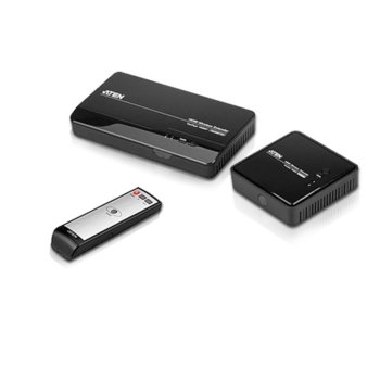 KVM екстендър ATEN VE809, от 2x HDMI(ж) към 1x HDMI(ж), 2x IR 2.5мм жак, безжично изпращане на сигнала до 30м, 3D поддръжка, 5.1 канален звук, дистанционно, 2 устройства | JAR Computers ATEN VE809 KVM Extender
