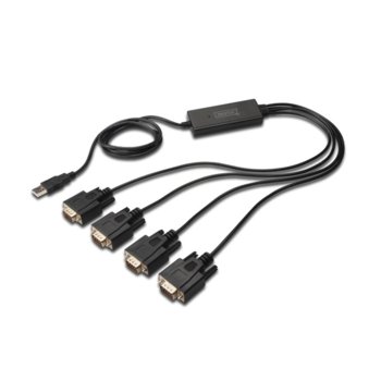 Преходник ASSMANN DA-70159, USB A(м) към 4x RS232(м), 1.5m, черен | JAR Computers ASSMANN DA-70159 USB A(м) към 4x RS232(м) 1.5m