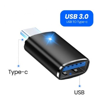 Преходник 856742, от USB-C(м) към USB-A(ж), черен | JAR Computers Преходник 856742