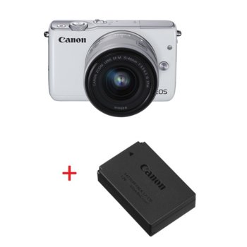 Canon EOS M10 white + EF-M 15-45mm IS STM + LP-E12