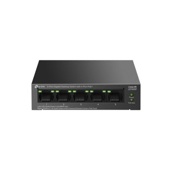 Суич TP-Link LS105GP, 1000 Mbps, 5 порта, 5x 10/100/1000 Mbps (1-4 PoE+) | JAR Computers TP-Link LS105GP