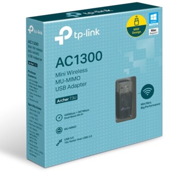 Безжичен мини USB адаптер TPLINK ARCHER T3U AC1300