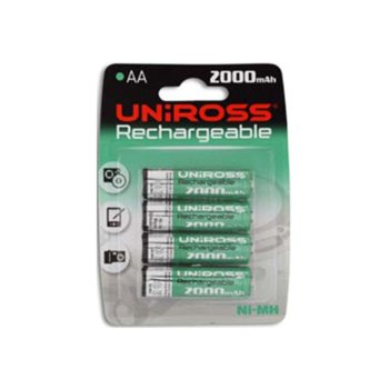 Batteries 2x AA 2000mAh NiMH, UNIROSS