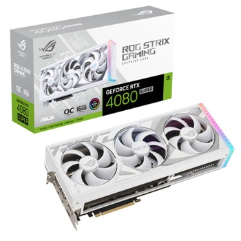 Видео карта Nvidia GF RTX 4080 Super, 16GB, Asus ROG Strix White, OC, PCI-E 4.0, GDDR6X, 256-bit, DisplayPort, HDMI | JAR Computers Asus ROG Strix GF RTX 4080 SUPER White OC