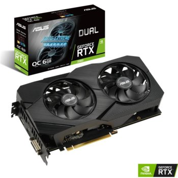 Видео карта Nvidia GeForce RTX 2060, 6GB, Asus Dual Evo OC Edition DUAL-RTX2060-O6G-EVO, PCI-E 3.0, GDDR6, 192 bit, 1x Display Port, 2x HDMI, 1x DVI, Real Time Ray Tracing технология | JAR Computers Asus GeForce RTX 2060 Dual Evo OC Edition