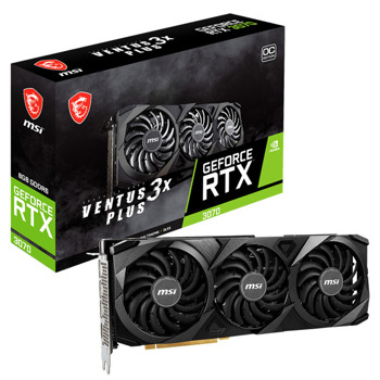 Видео карта Nvidia GF RTX 3070, 8GB, MSI VENTUS 3X PLUS OC, PCI-E 4.0, GDDR6, 256-bit, DisplayPort, HDMI, LHR | JAR Computers MSI 912-V390-457