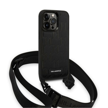 Monogram Crossbody за iPhone 14 Prо черен