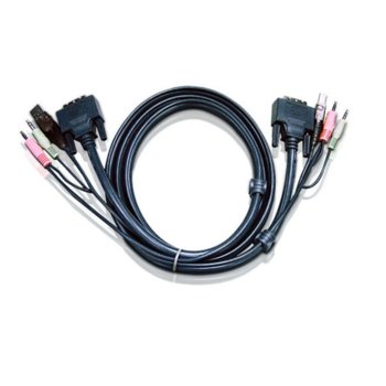 KVM кабел Aten 2L-7D02UI, от DVI-I(м), USB Тype A (м), 2x Audio plugs към DVI-I(м), USB Type B(м), 2x Audio plugs, 1.8 м image