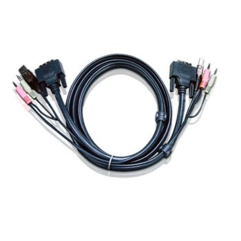 KVM кабел Aten 2L-7D02UI, от DVI-I(м), USB Тype A (м), 2x Audio plugs към DVI-I(м), USB Type B(м), 2x Audio plugs, 1.8 м | JAR Computers Aten 2L-7D02UI
