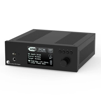 Предусилвател Pro-Ject Pre Box RS2 Digital, 1x USB, 1x HDMI, 2x Optical-in, 1x Coaxial-in, 1x RCA, 1x XLR, 1x 6.33mm жак за слушалки, черен | JAR Computers Предусилвател Pro-Ject Pre Box RS2 Digital черен