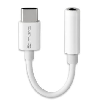 Кабел 4smarts, USB C(м) към Jack(ж) 3.5mm, бял | JAR Computers 4smarts Adapter USB C(м) към Jack(ж) 3.5mm
