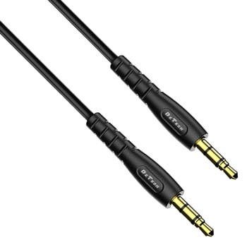 Kабел DeTech DE-10AUX, от Jack(м), 3.5mm TRS към Jack(м), 3.5mm TRS, 1m, черен | JAR Computers аудио кабел detech de 10aux jack 3.5 40276