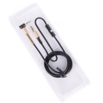 Аудио кабел QH-C3780 AUX+mic Black ROY21013837, от Jack(м) 3.5mm към Jack(м) 3.5mm - 4 пина, черен, с микрофон, 1.0m, черен | JAR Computers 404/1 silicon 4pina/90deg QH-C3780 AUX+mic Black
