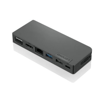 Докинг станция Lenovo Powered USB-C TRAVEL HUB, от USB C към 1x USB C (PD), 2x USB A, 1x HDMI, 1x VGA, 1x RJ45, черна | JAR Computers Lenovo Powered USB-C TRAVEL HUB