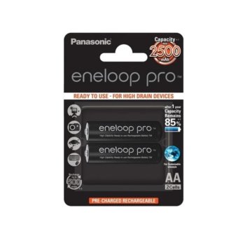 Батерии Panasonic Eneloop Pro, AA, 2500mAh, 1.2V, Ni-MH, 2 бр. | JAR Computers Panasonic Eneloop Pro AA 2 бр. 2500mAh
