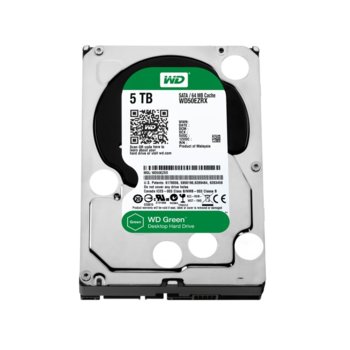 Твърд диск 5TB WD Green, SATA 6Gb/s, 64MB, 3.5"(8.89 cm) | JAR Computers WD Green 5TB SATA 6Gb/s 64MB 3.5"