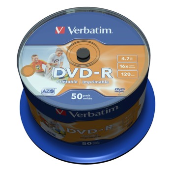 Оптичен носител DVD-R media 4.7GB, Verbatim 43533, 16x, 50бр. image